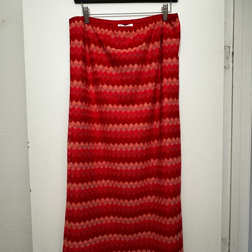 Red and Pink Chevron Lace Skirt size M